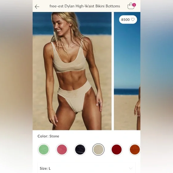 BOTH! Free-est Dylan High Waist Bikini Bottom AND Farrah Crop Bikini Top (STONE) - Picture 2 of 3